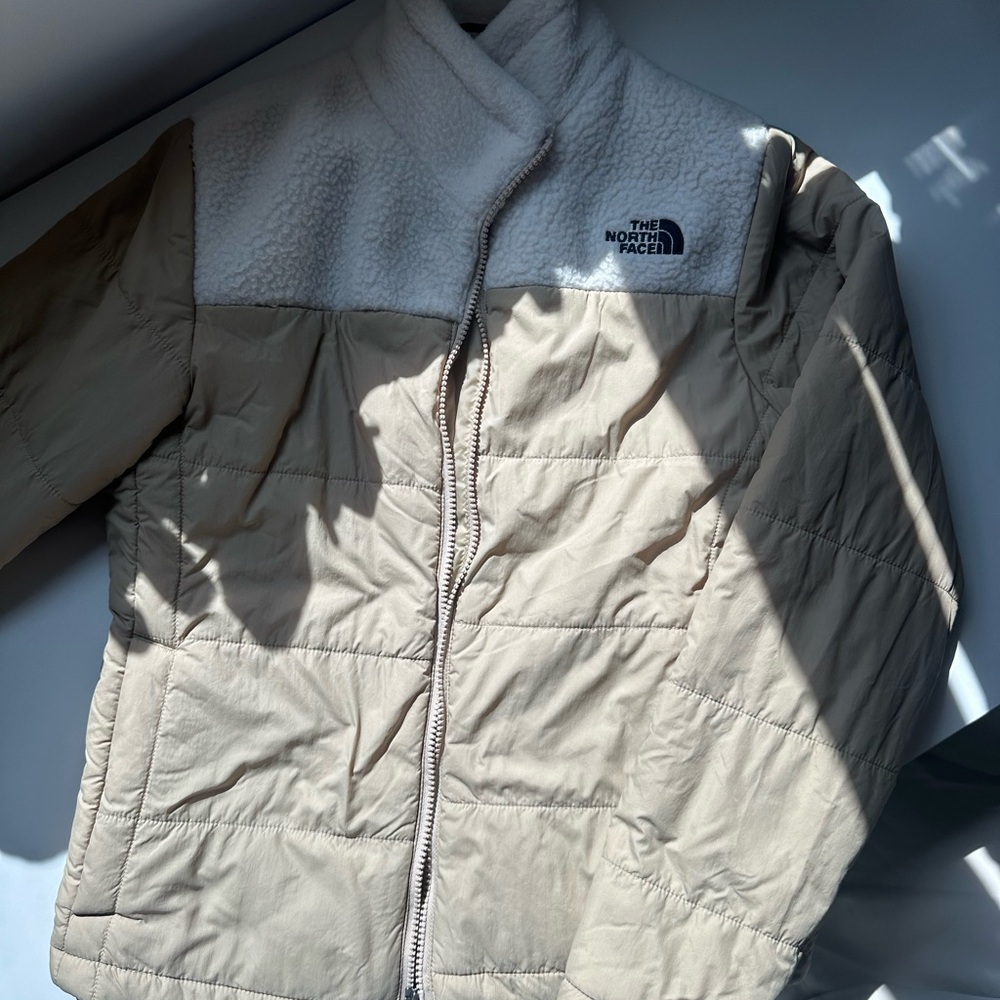 The North Face Tan and Cream Quilted Jacket